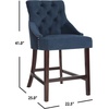 Safavieh Eleni Counter Stool, Beige/Espresso(Navy / Espresso – Chrome Nail Heads)