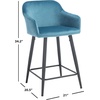 Safavieh Home Collection Cataleya Denim Blue Velvet/Black 24-inch Counter Stool(Denim Blue/Black)