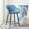 Safavieh Home Collection Cataleya Denim Blue Velvet/Black 24-inch Counter Stool(Denim Blue/Black)