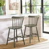 Safavieh Home Collection Galena Spindle Back Natural Counter 24-inch Stool (Set of 2)(Dusty Green)