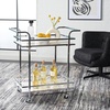 Safavieh Home Collection Lameris Matte Chrome/Grey 2-Tier Bart Cart with Handle(Chrome/Grey)