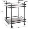 Safavieh Home Collection Lameris Matte Chrome/Grey 2-Tier Bart Cart with Handle(Matte Black/Grey)