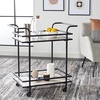 Safavieh Home Collection Lameris Matte Chrome/Grey 2-Tier Bart Cart with Handle(Matte Black/Grey)