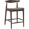 SAFAVIEH Home Collection – Elbow Espresso Solid Wood Counter Stool, 24-Inch Seat Height, Low Back Modern Kitchen Seating, Olive Upholstered Seat (BST3302A)