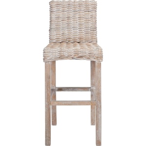 SAFAVIEH Furniture – Tobie Rattan Bar Stool – 17.7″ Seat Height – Grey White-Wash – Mango Wood – Coastal Rattan-Seat Design – Ideal for Kitchen, Bar Area, Dining Room – Fully Assembled (BST6500B)(White Washed / White Washed)