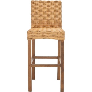 SAFAVIEH Furniture – Tobie Rattan Bar Stool – 17.7″ Seat Height – Grey White-Wash – Mango Wood – Coastal Rattan-Seat Design – Ideal for Kitchen, Bar Area, Dining Room – Fully Assembled (BST6500B)(Natural / Natural)