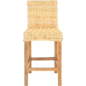 SAFAVIEH Furniture – Tobie Rattan Counter Stool – 23.62″ Seat Height – White-Washed – Mango Wood – Coastal Rattan-Seat Design – Ideal for Kitchen, Bar Area, Dining Room – Fully Assembled (BST6501C)(Natural / Natural)