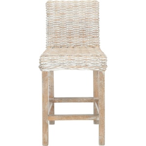 SAFAVIEH Furniture – Tobie Rattan Counter Stool – 23.62″ Seat Height – White-Washed – Mango Wood – Coastal Rattan-Seat Design – Ideal for Kitchen, Bar Area, Dining Room – Fully Assembled (BST6501C)(White Washed / White Washed)