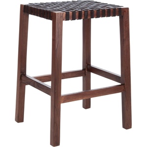 SAFAVIEH Home Capri Brown Wood and Leather 27-inch Counter Stool(Brown / Brown)