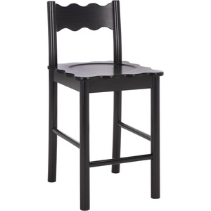 SAFAVIEH Home Collection – Nolly Black Solid Wood Counter Chair, Scallop-Back Farmhouse Kitchen Seating (BST9212B)