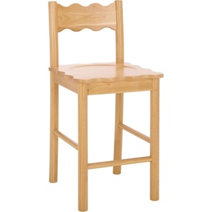 SAFAVIEH Home Collection – Nolly Natural Solid Wood Counter Chair, Scallop-Back Farmhouse Kitchen Seating (BST9212A)