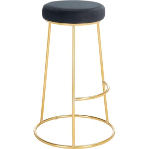 SAFAVIEH Home Collection Sabina Malachite Green Velvet/Gold 29-inch Round Kitchen Breakfast Nook Dining Pub Bar Stool(Black / Gold)