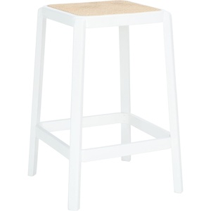 SAFAVIEH Home Collection Silus Black Backless Cane Solid Wood 25-inch Counter Stool (Fully Assembled)(White/Natural)