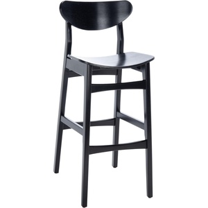 SAFAVIEH Home Collection Thaxton Mid-Century Farmhouse Natural 30-inch Bar Stool Set of 2(Black)