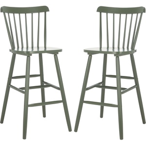 Safavieh Home Collection Galena Spindle Back Natural Bar 30-inch Stool (Set of 2)(Dusty Green)