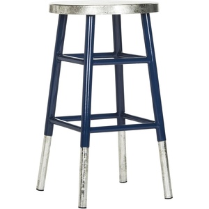 Safavieh Home Collection Kenzie Grey and Silver 24-inch Counter Stool(Navy / Silver)