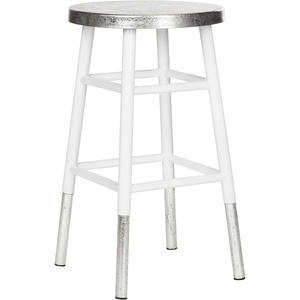 Safavieh Home Collection Kenzie Grey and Silver 24-inch Counter Stool(White / Silver)
