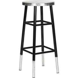 Safavieh Home Collection Kenzie White and Silver 30-inch Bar Stool(Black / Silver)