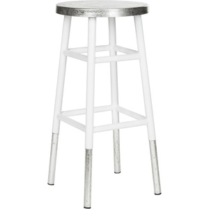 Safavieh Home Collection Kenzie White and Silver 30-inch Bar Stool(White / Silver)