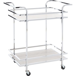 Safavieh Home Collection Lameris Matte Chrome/Grey 2-Tier Bart Cart with Handle(Chrome/Grey)