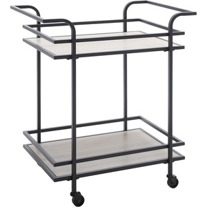 Safavieh Home Collection Lameris Matte Chrome/Grey 2-Tier Bart Cart with Handle(Matte Black/Grey)