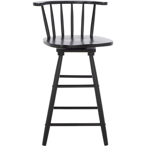 Safavieh Home Collection Ray Farmhouse Black Spindle Solid Wood 25-inch Swivel Counter Stool(Black)