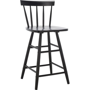 Safavieh Home Collection Tally Farmhouse Black Spindle Solid Wood 25-inch Counter Stool(Black)