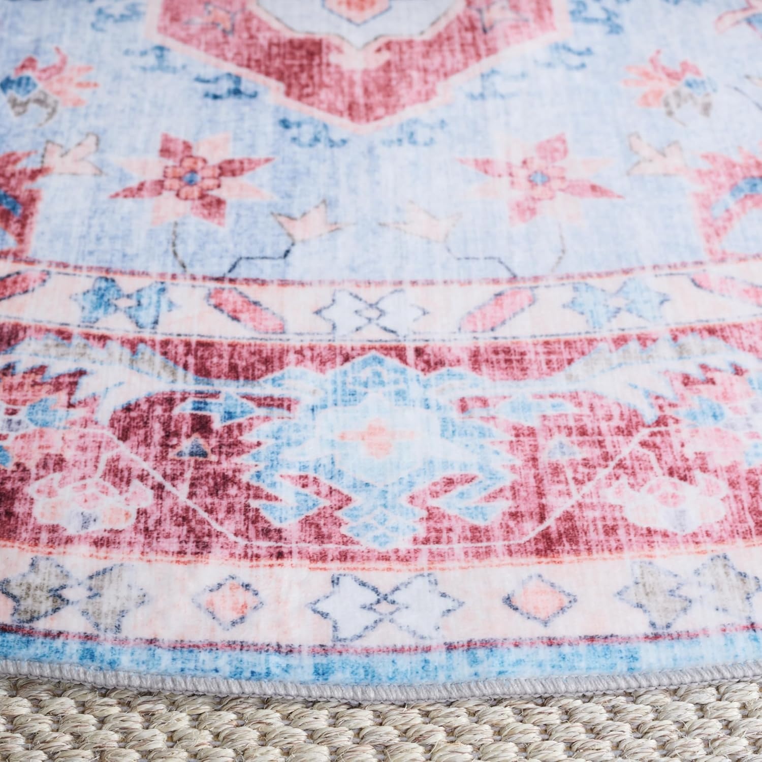 image:imageMartha Stewart x SAFAVIEH Machine Washable Area Rug Collection 5 x 7 Red amp Blue Slip Resistant amp Easy Cleaning Ideal for Ideal for Living Room Bedroom Dining Space MSRW148MRedBlue