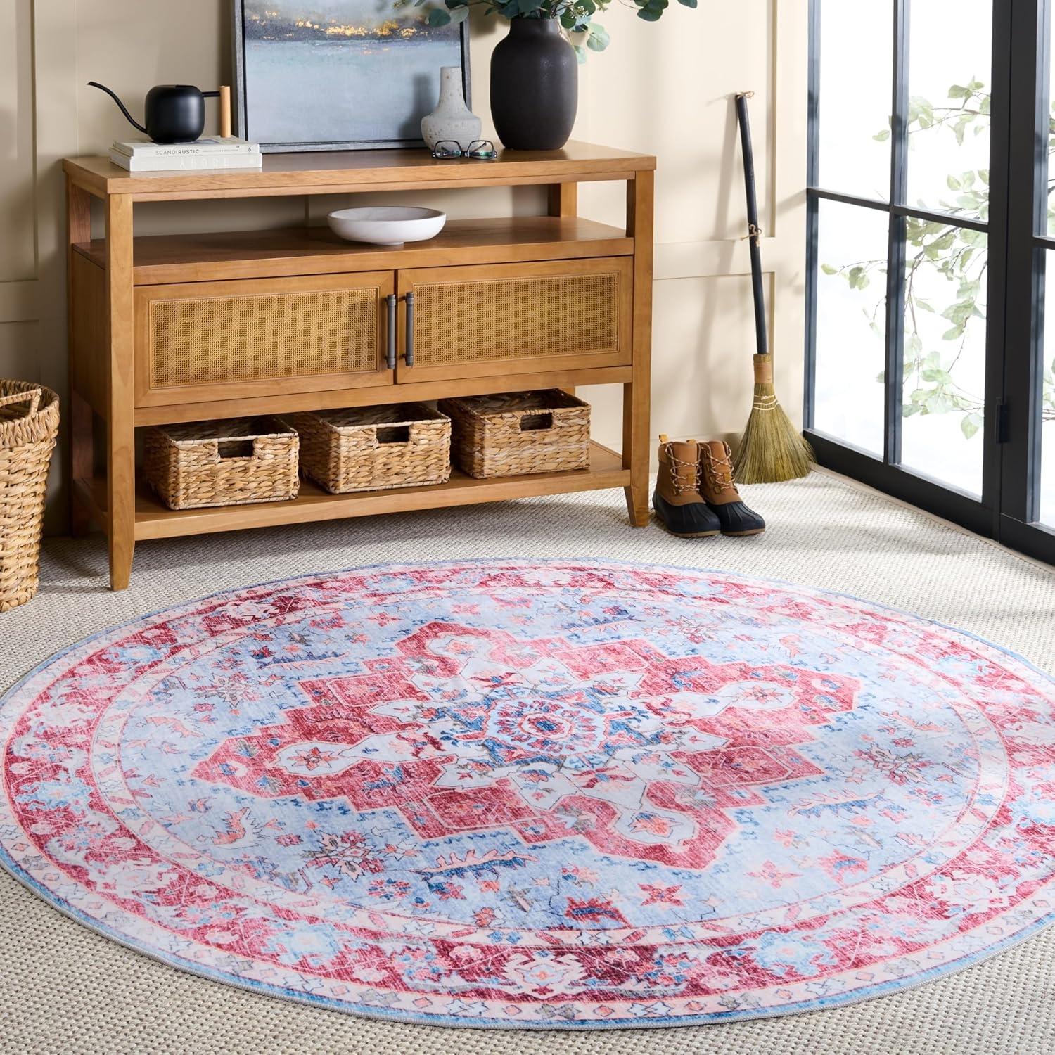 image:imageMartha Stewart x SAFAVIEH Machine Washable Area Rug Collection 5 x 7 Red amp Blue Slip Resistant amp Easy Cleaning Ideal for Ideal for Living Room Bedroom Dining Space MSRW148MRedBlue