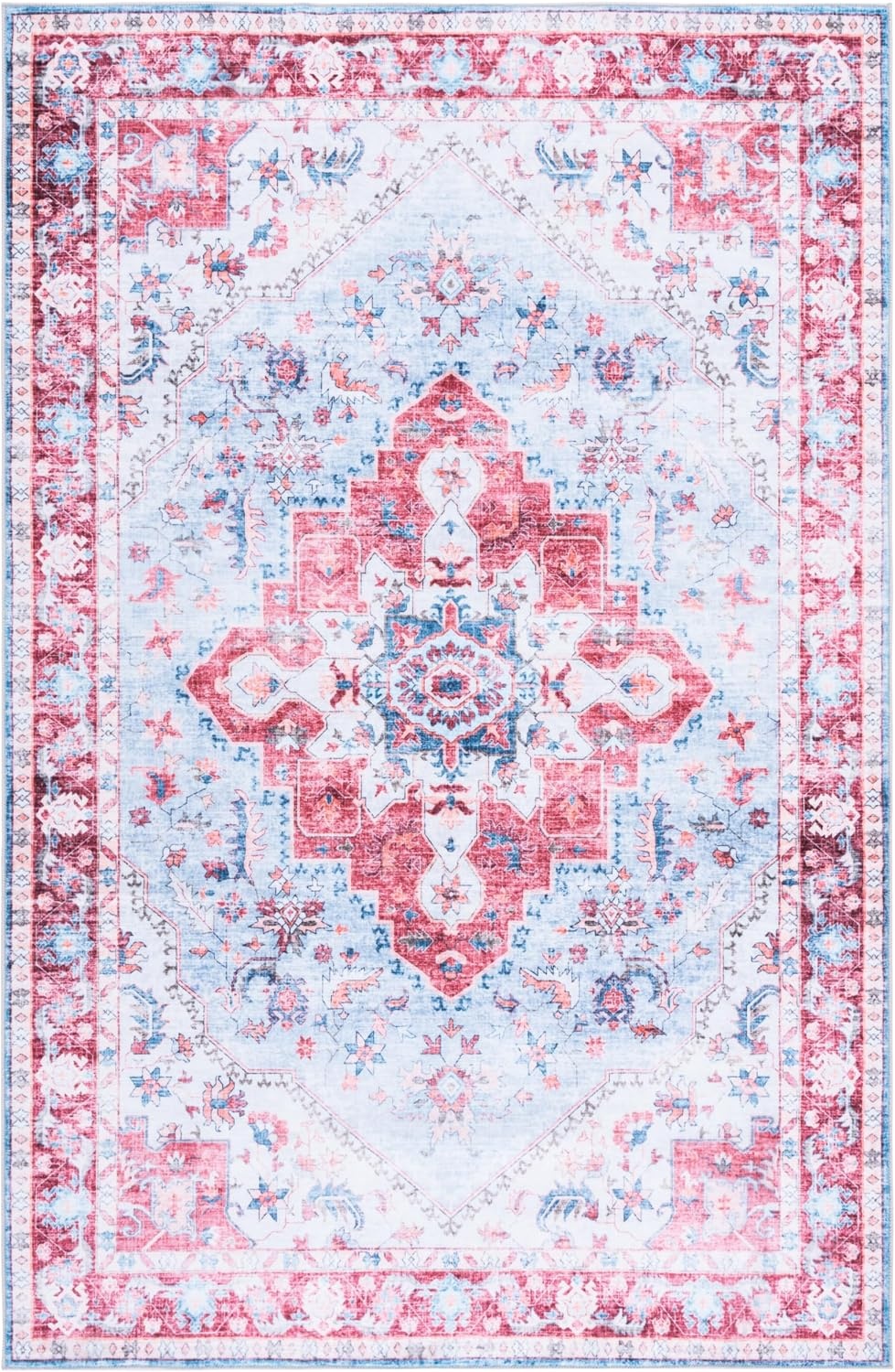 image:imageMartha Stewart x SAFAVIEH Machine Washable Area Rug Collection 5 x 7 Red amp Blue Slip Resistant amp Easy Cleaning Ideal for Ideal for Living Room Bedroom Dining Space MSRW148MRedBlue