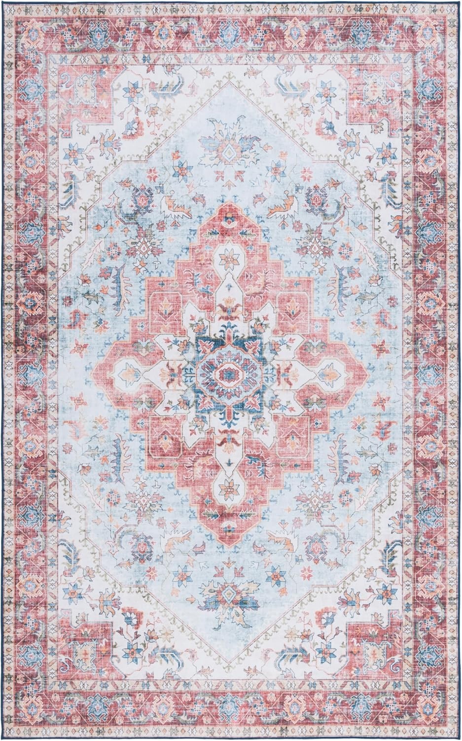 image:imageMartha Stewart x SAFAVIEH Machine Washable Area Rug Collection 5 x 7 Red amp Blue Slip Resistant amp Easy Cleaning Ideal for Ideal for Living Room Bedroom Dining Space MSRW148MRedBlue