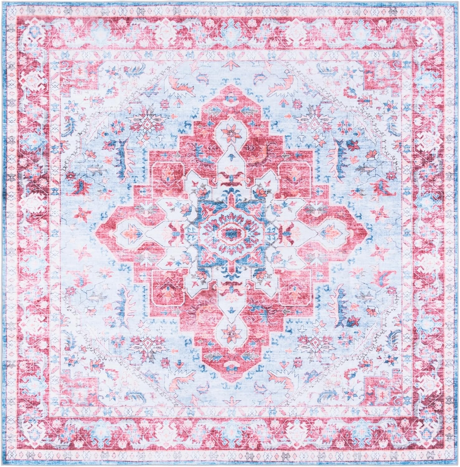 image:imageMartha Stewart x SAFAVIEH Machine Washable Area Rug Collection 5 x 7 Red amp Blue Slip Resistant amp Easy Cleaning Ideal for Ideal for Living Room Bedroom Dining Space MSRW148MRedBlue