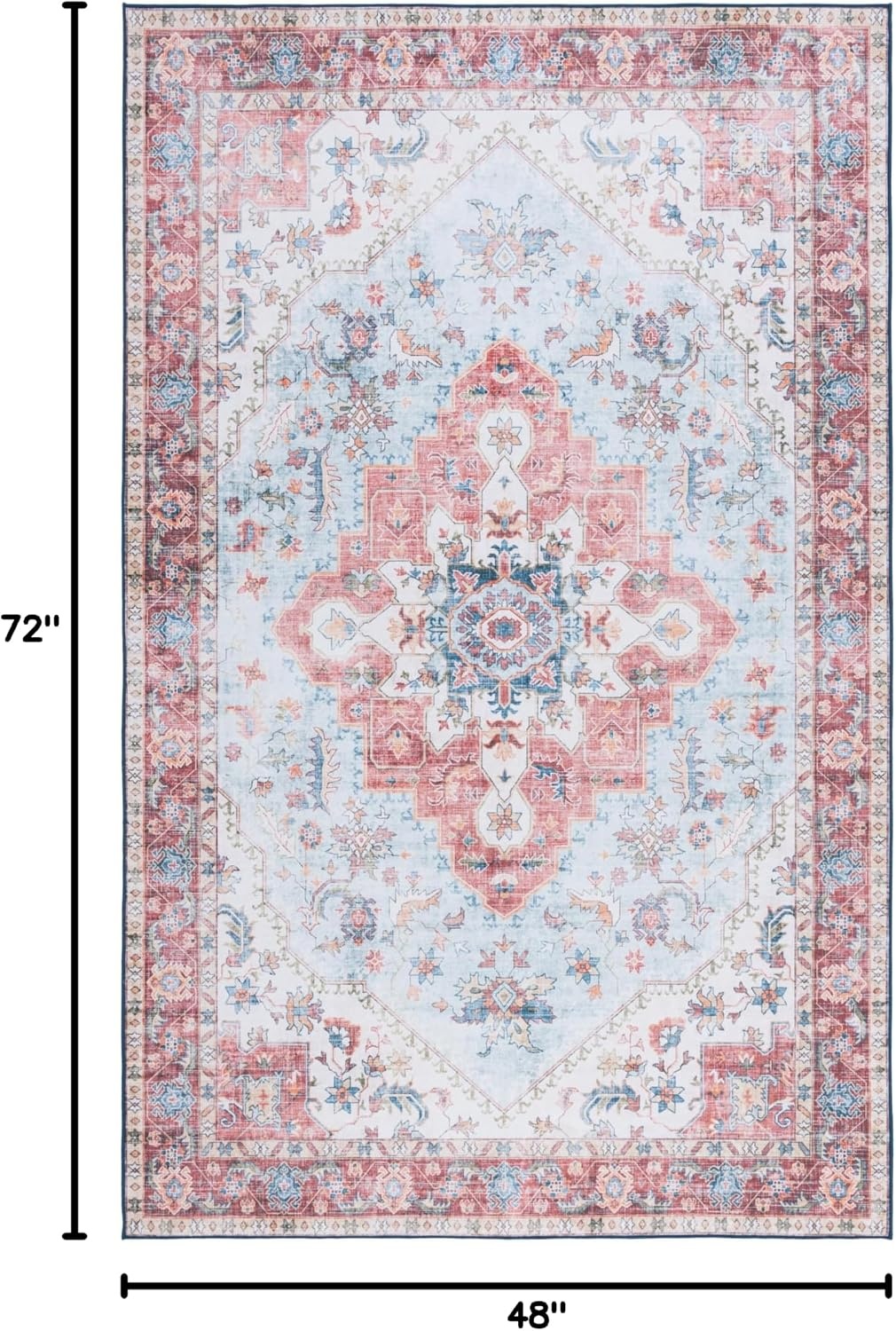 image:imageMartha Stewart x SAFAVIEH Machine Washable Area Rug Collection 5 x 7 Red amp Blue Slip Resistant amp Easy Cleaning Ideal for Ideal for Living Room Bedroom Dining Space MSRW148MRedBlue