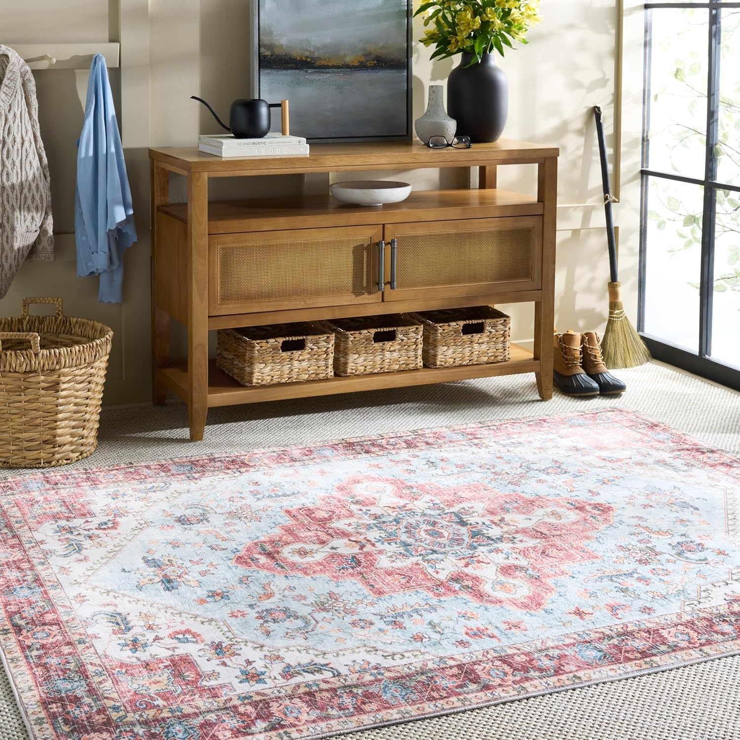 image:imageMartha Stewart x SAFAVIEH Machine Washable Area Rug Collection 5 x 7 Red amp Blue Slip Resistant amp Easy Cleaning Ideal for Ideal for Living Room Bedroom Dining Space MSRW148MRedBlue