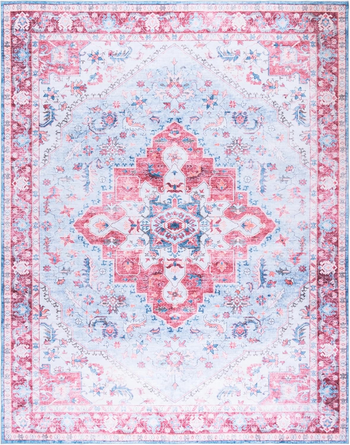 image:imageMartha Stewart x SAFAVIEH Machine Washable Area Rug Collection 5 x 7 Red amp Blue Slip Resistant amp Easy Cleaning Ideal for Ideal for Living Room Bedroom Dining Space MSRW148MRedBlue