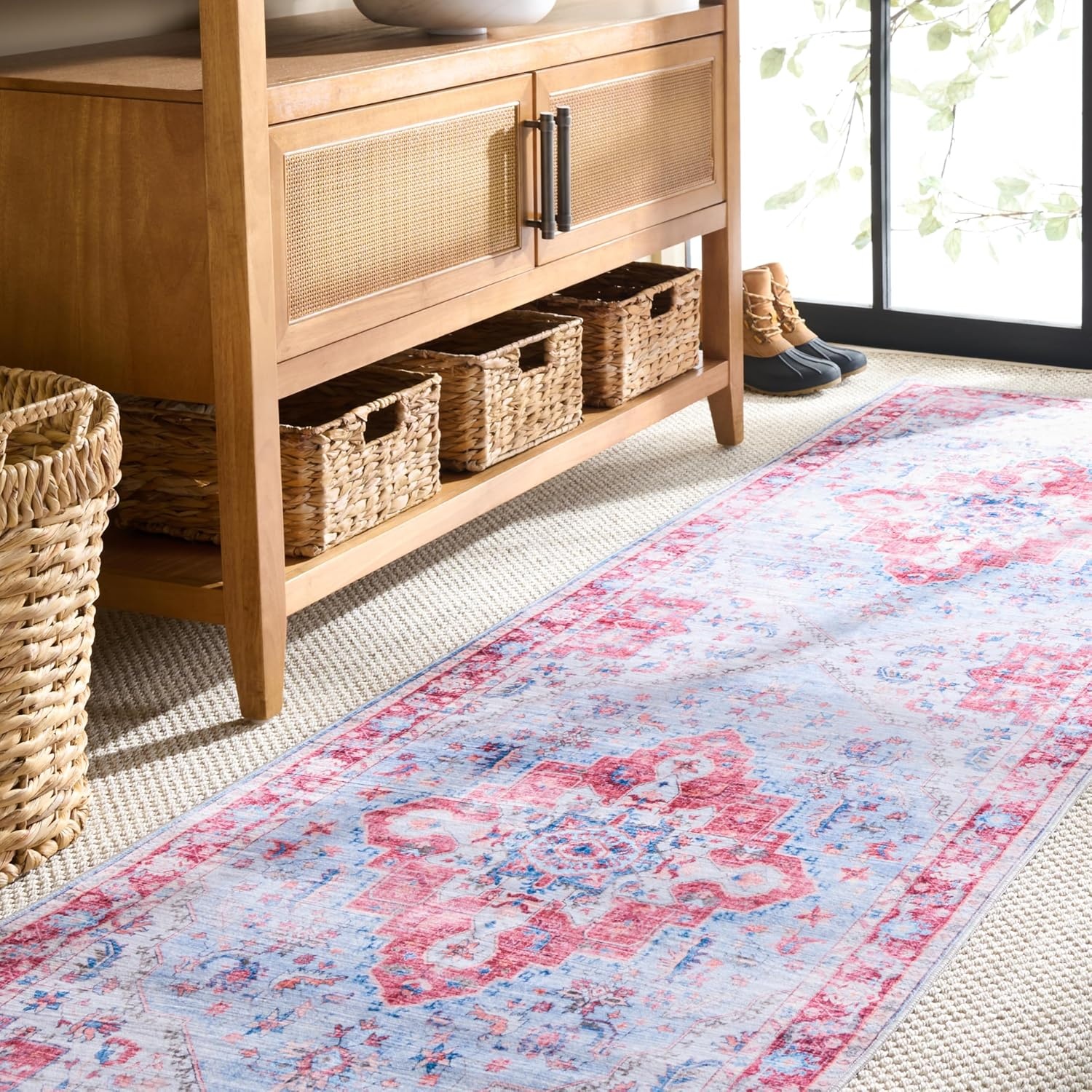 image:imageMartha Stewart x SAFAVIEH Machine Washable Area Rug Collection 5 x 7 Red amp Blue Slip Resistant amp Easy Cleaning Ideal for Ideal for Living Room Bedroom Dining Space MSRW148MRedBlue
