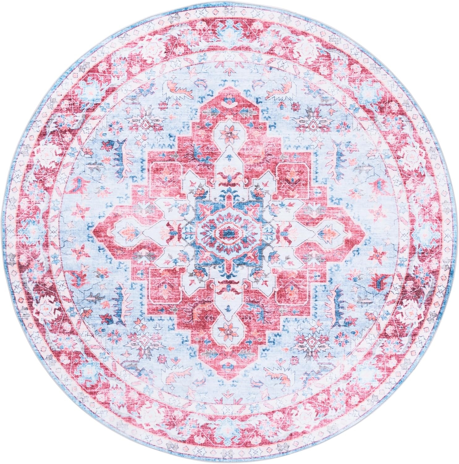 image:imageMartha Stewart x SAFAVIEH Machine Washable Area Rug Collection 5 x 7 Red amp Blue Slip Resistant amp Easy Cleaning Ideal for Ideal for Living Room Bedroom Dining Space MSRW148MRedBlue