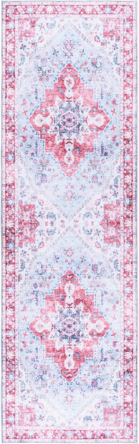 image:imageMartha Stewart x SAFAVIEH Machine Washable Area Rug Collection 5 x 7 Red amp Blue Slip Resistant amp Easy Cleaning Ideal for Ideal for Living Room Bedroom Dining Space MSRW148MRedBlue
