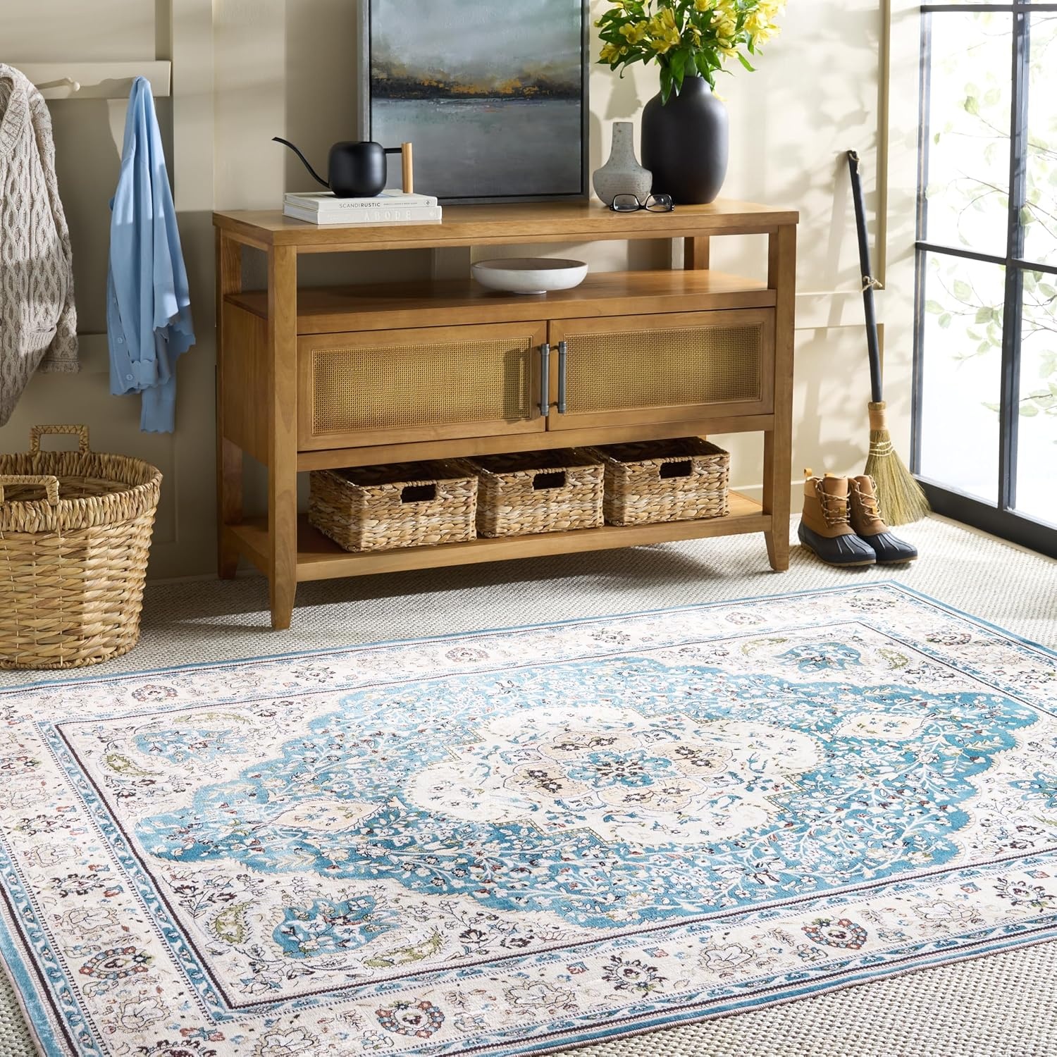 image:imageMartha Stewart x SAFAVIEH Machine Washable Area Rug Collection 5 x 7 Turquoise amp Beige Slip Resistant amp Easy Cleaning Ideal for Ideal for Living Room Bedroom Dining Space MSRW136KTurquoiseBeige