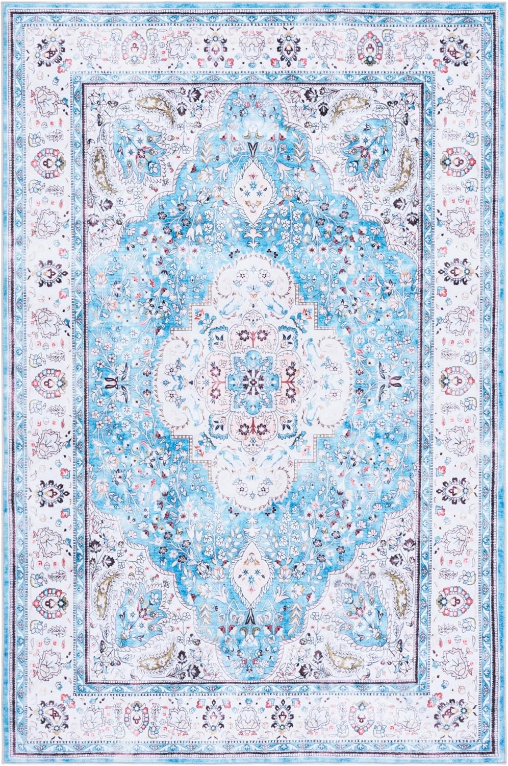 image:imageMartha Stewart x SAFAVIEH Machine Washable Area Rug Collection 5 x 7 Turquoise amp Beige Slip Resistant amp Easy Cleaning Ideal for Ideal for Living Room Bedroom Dining Space MSRW136KTurquoiseBeige