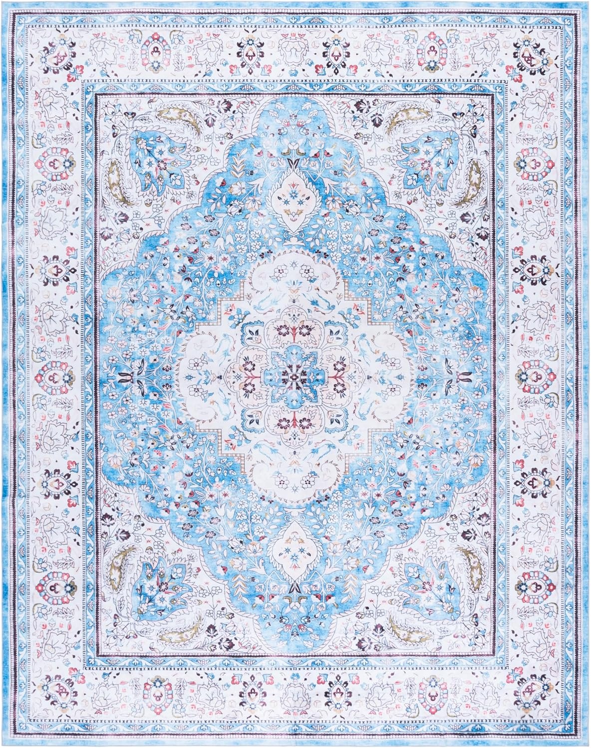 image:imageMartha Stewart x SAFAVIEH Machine Washable Area Rug Collection 5 x 7 Turquoise amp Beige Slip Resistant amp Easy Cleaning Ideal for Ideal for Living Room Bedroom Dining Space MSRW136KTurquoiseBeige