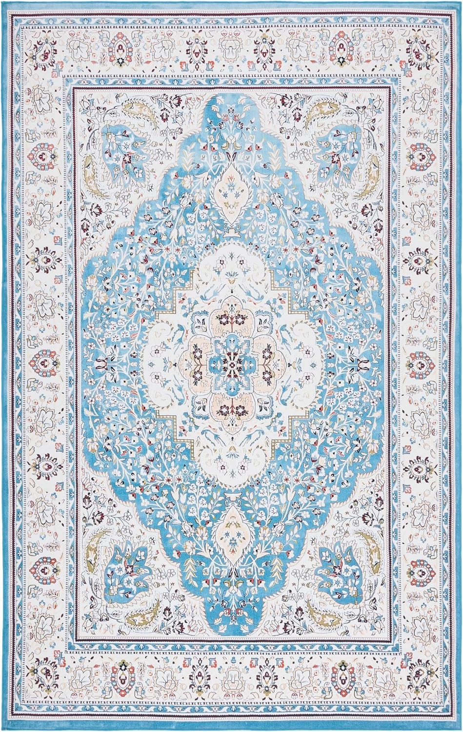 image:imageMartha Stewart x SAFAVIEH Machine Washable Area Rug Collection 5 x 7 Turquoise amp Beige Slip Resistant amp Easy Cleaning Ideal for Ideal for Living Room Bedroom Dining Space MSRW136KTurquoiseBeige