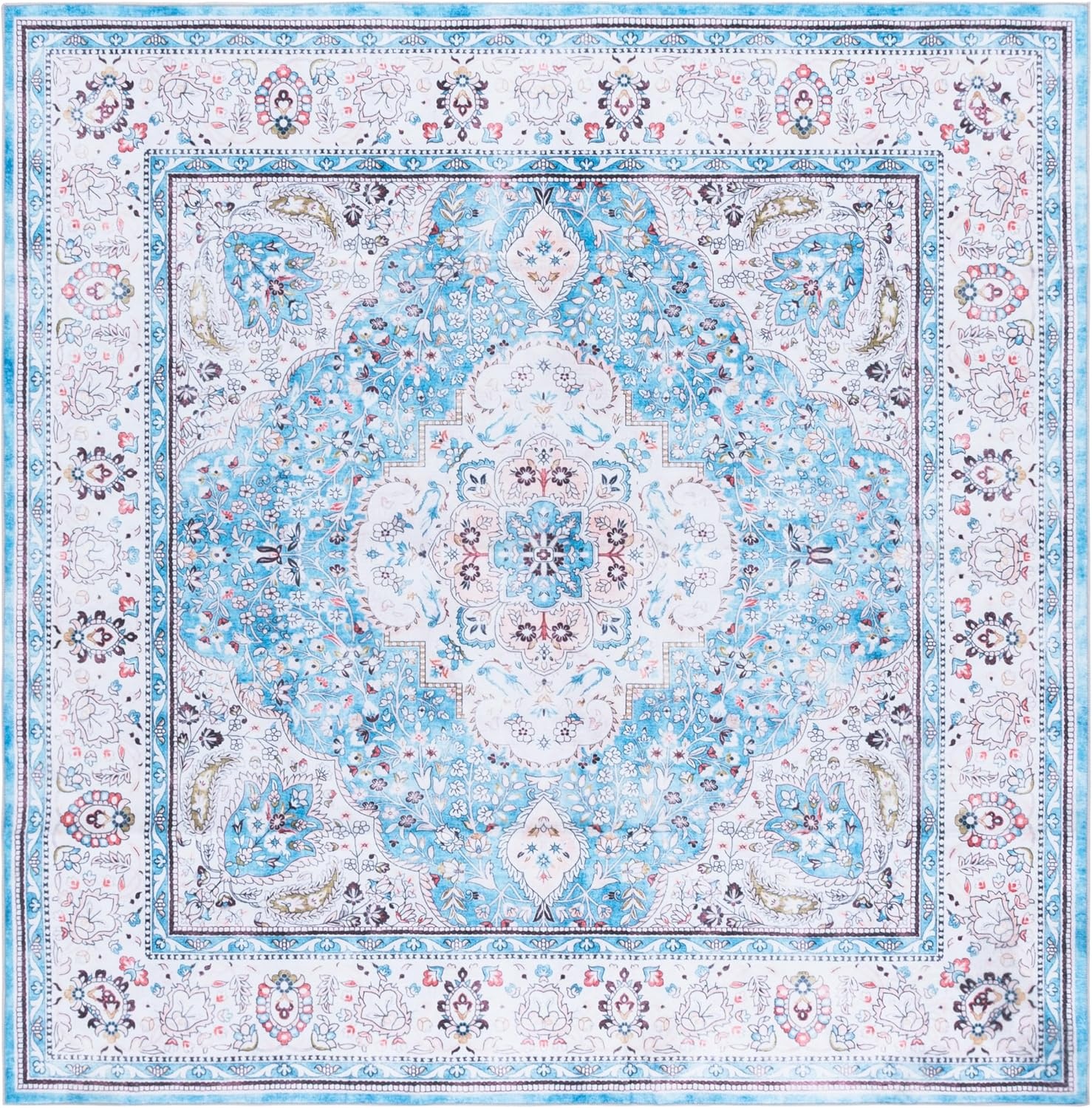 image:imageMartha Stewart x SAFAVIEH Machine Washable Area Rug Collection 5 x 7 Turquoise amp Beige Slip Resistant amp Easy Cleaning Ideal for Ideal for Living Room Bedroom Dining Space MSRW136KTurquoiseBeige