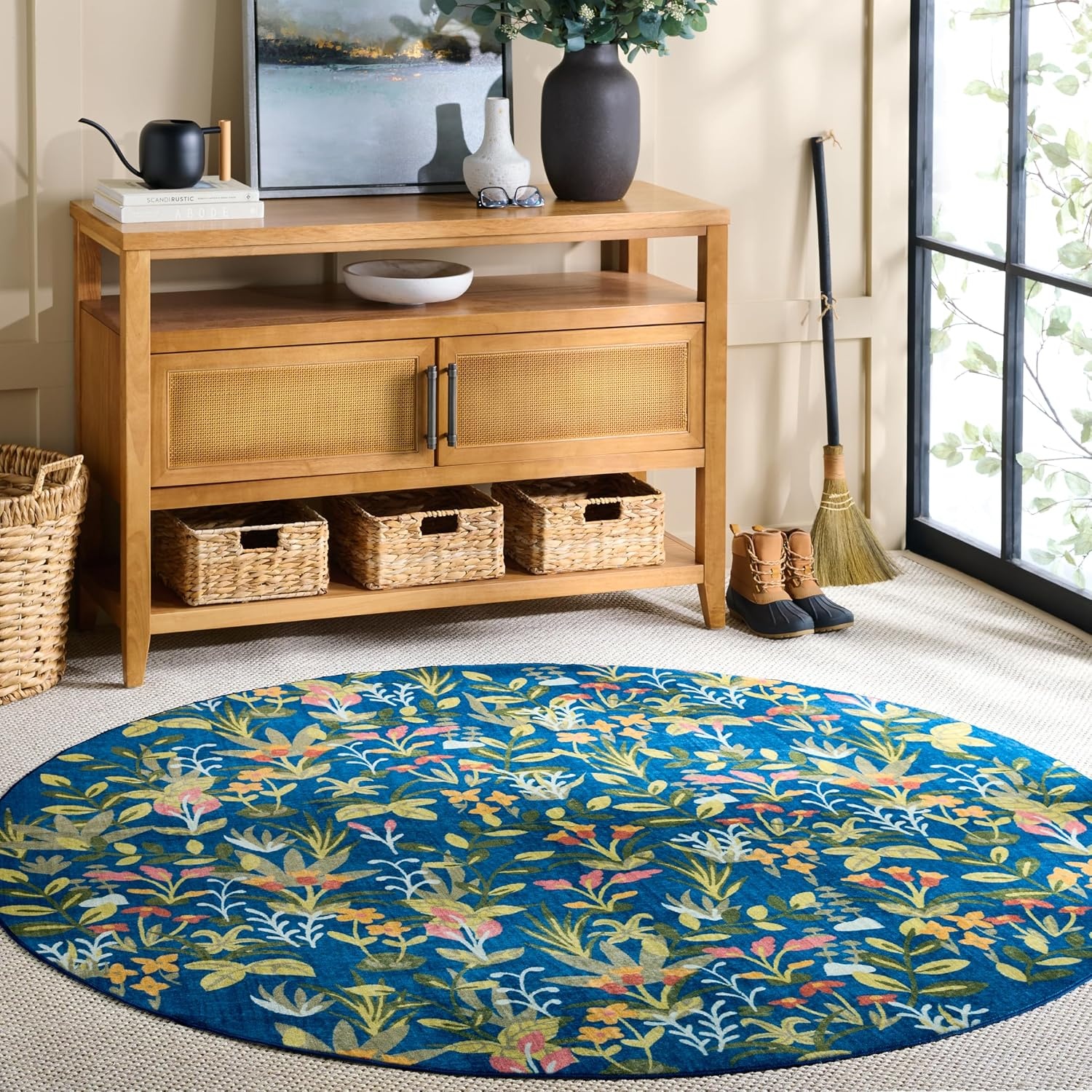 image:imageMartha Stewart x SAFAVIEH Machine Washable Area Rug Collection 5 x 8 Navy amp Gold Slip Resistant amp Easy Cleaning Ideal for Ideal for Living Room Bedroom Dining Space MSRW192NNavyGold
