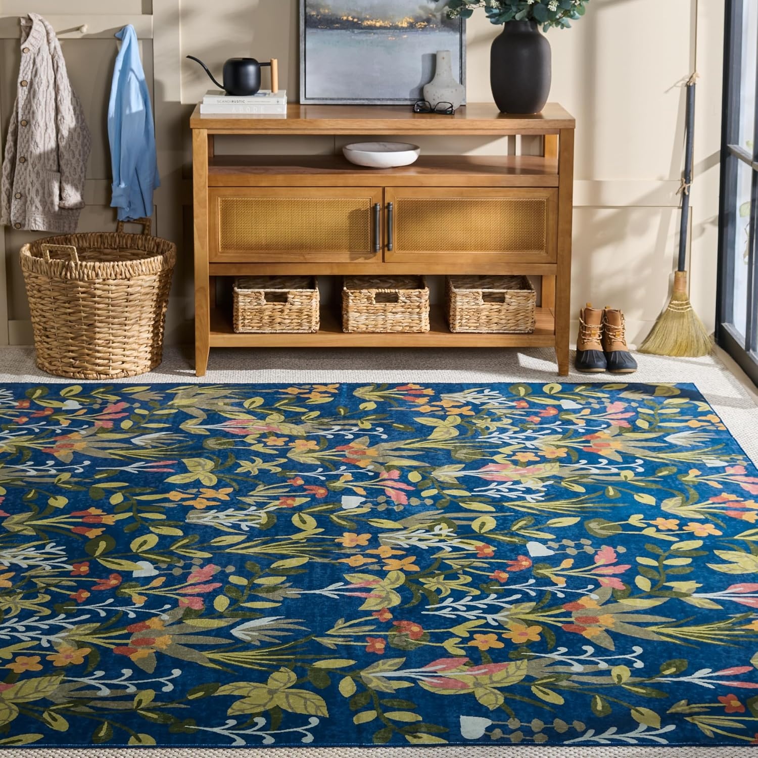 image:imageMartha Stewart x SAFAVIEH Machine Washable Area Rug Collection 5 x 8 Navy amp Gold Slip Resistant amp Easy Cleaning Ideal for Ideal for Living Room Bedroom Dining Space MSRW192NNavyGold