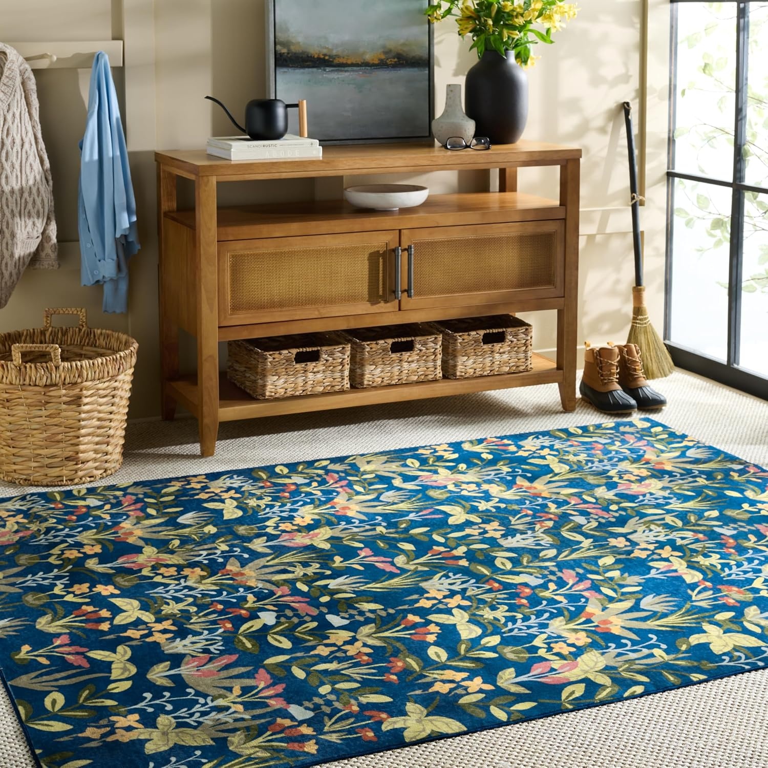 image:imageMartha Stewart x SAFAVIEH Machine Washable Area Rug Collection 5 x 8 Navy amp Gold Slip Resistant amp Easy Cleaning Ideal for Ideal for Living Room Bedroom Dining Space MSRW192NNavyGold