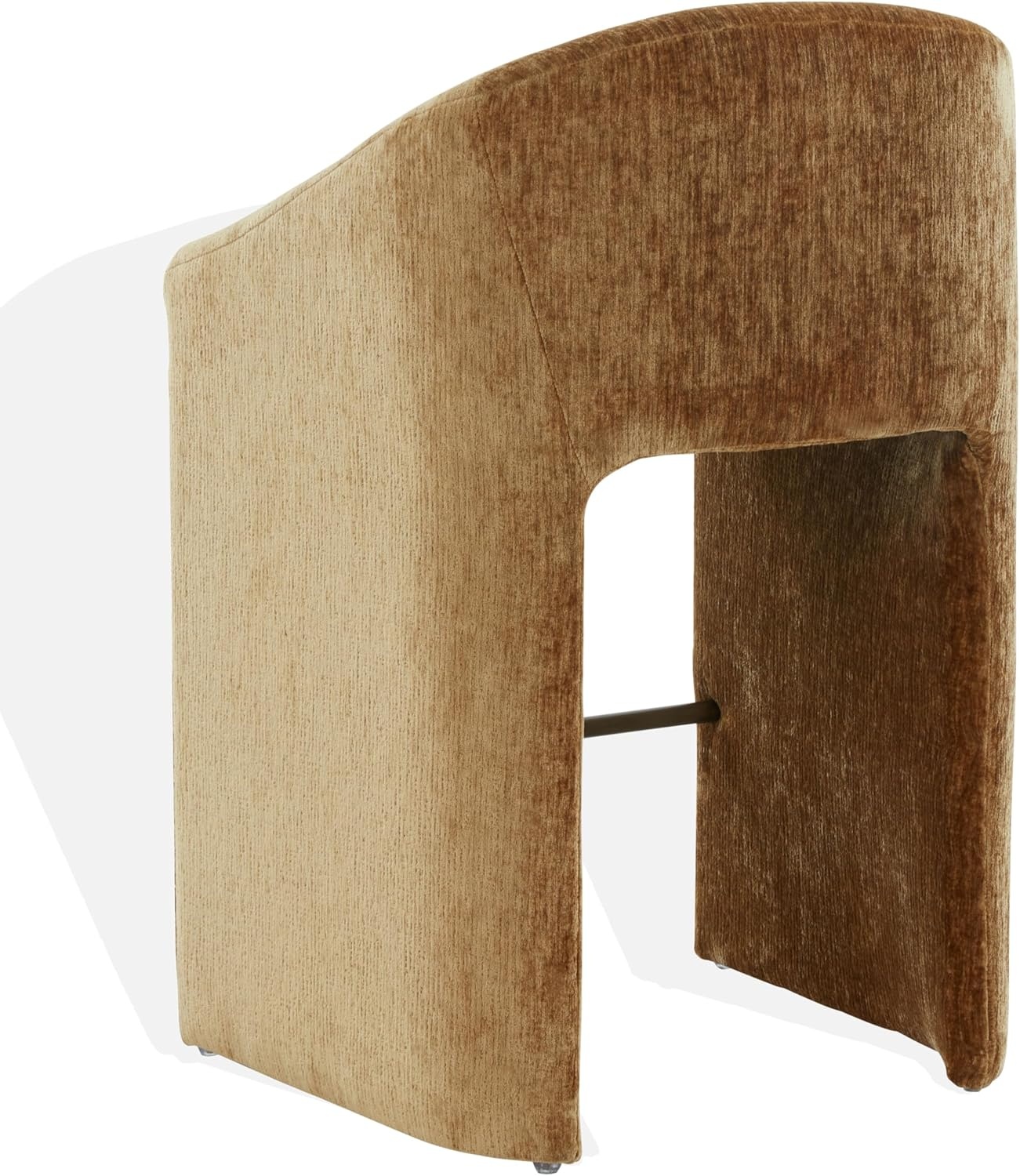 image:imageSAFAVIEH Couture Collection Kagan Taupe Chenille 31 Inch Bar Stool Upholstered BarHeight Seating with Curved Back Fully Assembled SFV4858DAmber