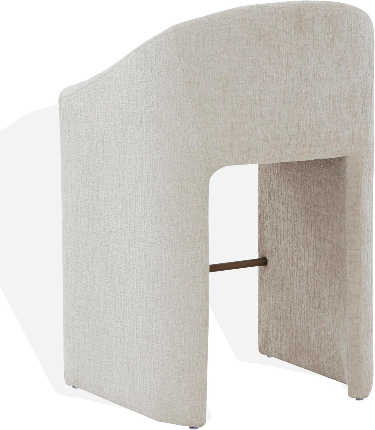 image:imageSAFAVIEH Couture Collection Kagan Taupe Chenille 31 Inch Bar Stool Upholstered BarHeight Seating with Curved Back Fully Assembled SFV4858DCreme