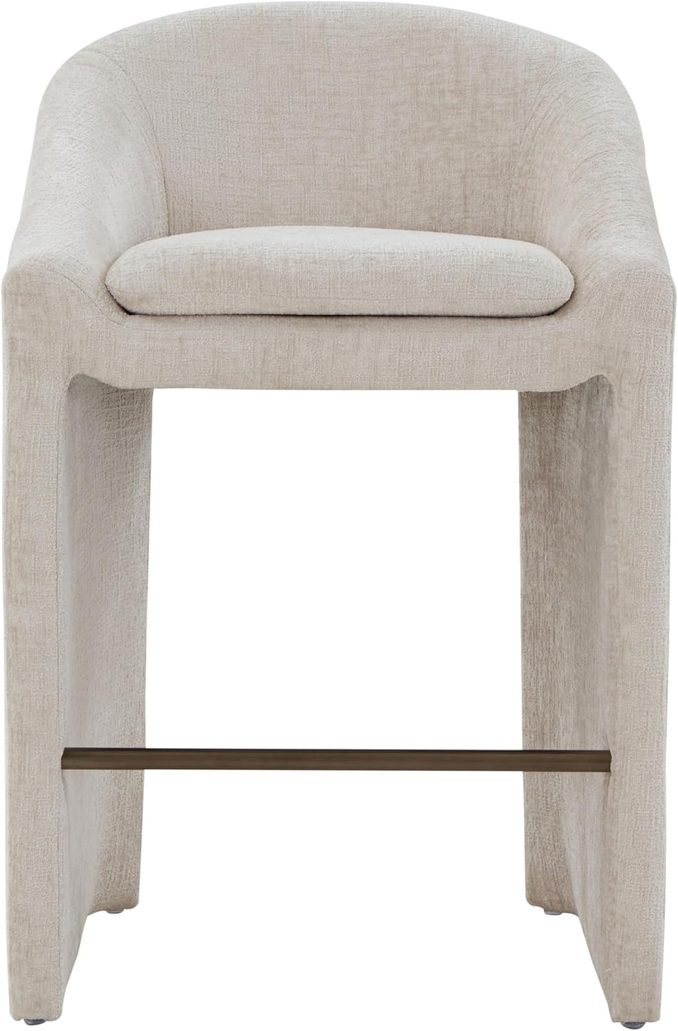 image:imageSAFAVIEH Couture Collection Kagan Taupe Chenille 31 Inch Bar Stool Upholstered BarHeight Seating with Curved Back Fully Assembled SFV4858DCreme