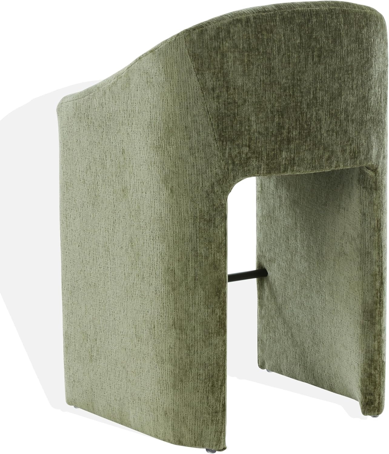 image:imageSAFAVIEH Couture Collection Kagan Taupe Chenille 31 Inch Bar Stool Upholstered BarHeight Seating with Curved Back Fully Assembled SFV4858DOlive Green